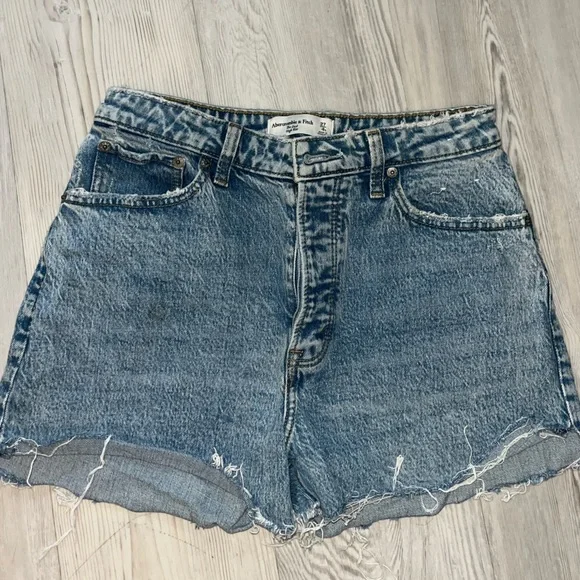Abercrombie & Fitch Blue Distressed Jean Shorts - Picture 1 of 4
